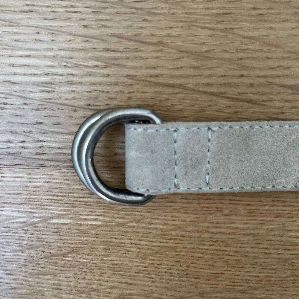 Dries Van Noten Gray Suede Belt With Silver Loop D Ring Closure Size Medium